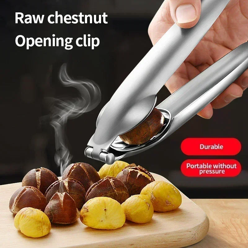 2in1 Chestnut Machine Kitchen Accessori Stainless Steel Chestnut Cracker Opener Sheath Cutter Metal Nuts Clip Walnut Pliers Tool