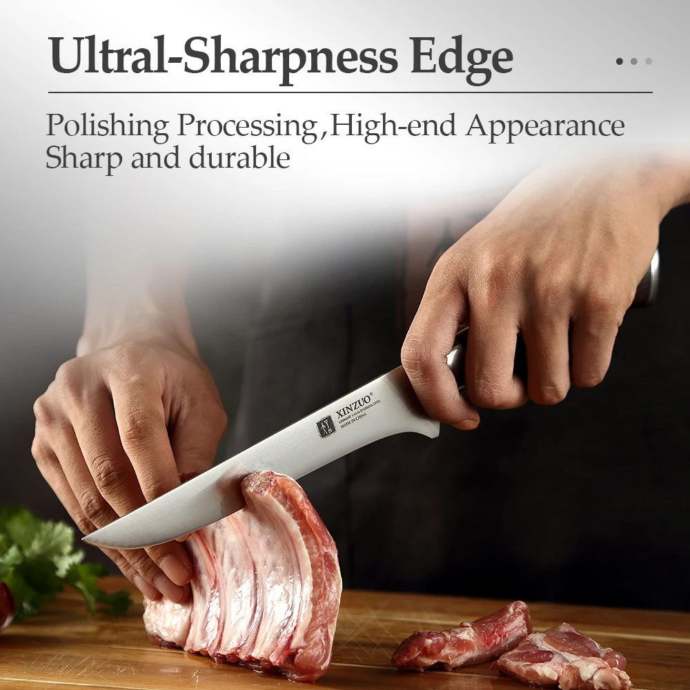 6'' Boning Knife Flexible Stainless Steel Kitchen Knife German 1.4116 Steel Bone Meat Fruit Vegetables Fish Ebony Handle