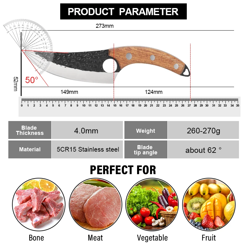 Kitchen Knife Handmade Forged Boning Knife Meat Cleaver Butcher Fish Chef Knife Stainless Steel Machete For Kitchen