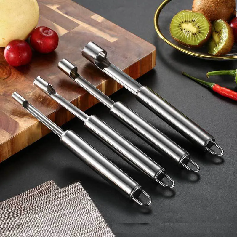 4PCS /Set Stainless Steel Fruit Corer Red Dates Apple Pear Corer Fruit Seed Core Remover  Slicer Knife Fruit Vegetable Tools