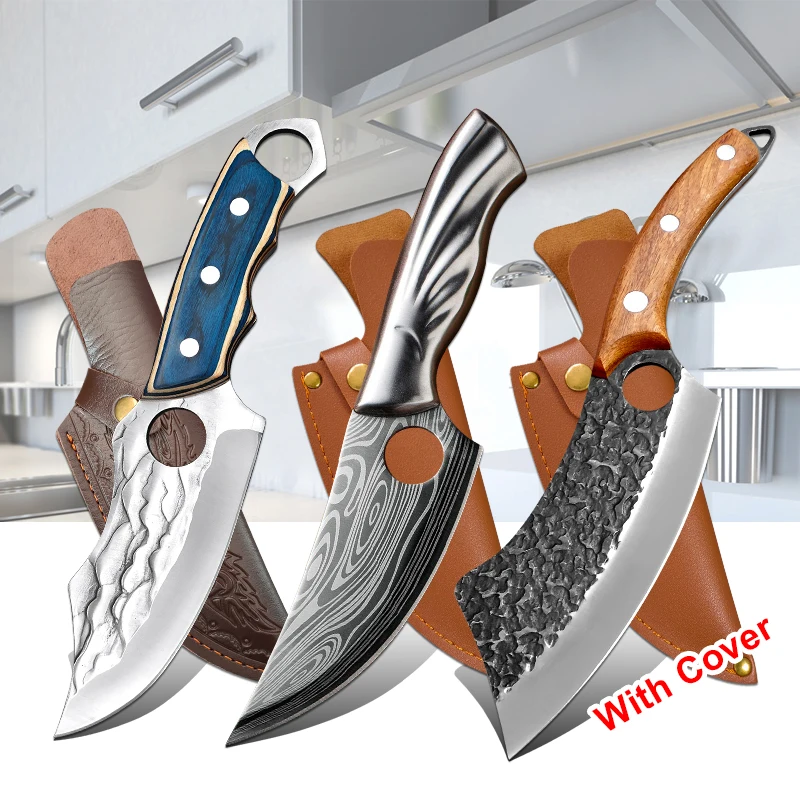 Handmade Forged Butcher Knife 5Cr15Mov Cleaver Meat Fishing Vegetables Carving Knife Sharp Boning Kitchen Chef Knife