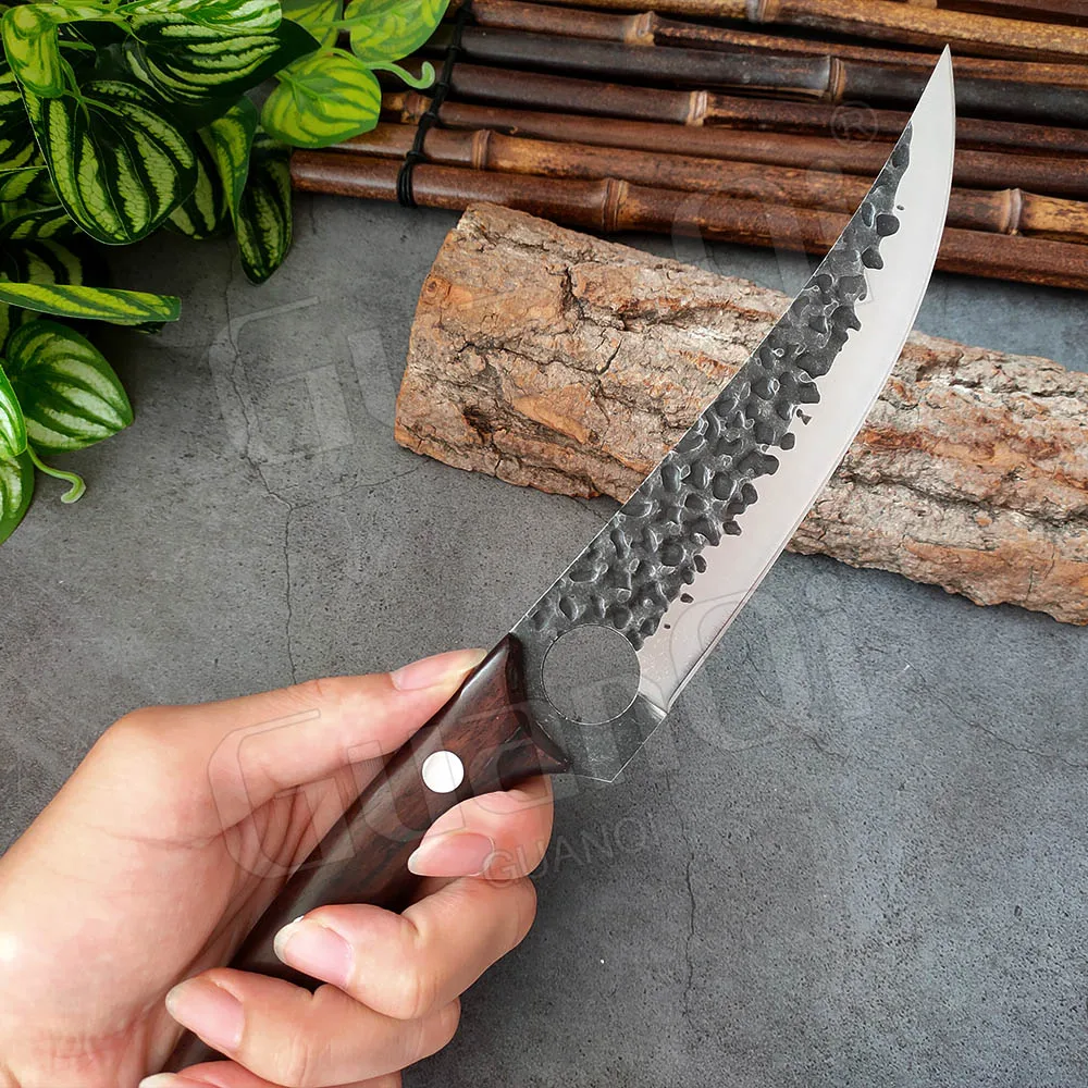 Forged Boning Knife Fishing Hunting Knife Stainless Steel Butcher Knife Handmade Slicing Kitchen Knives BBQ Camping Outdoor Tool