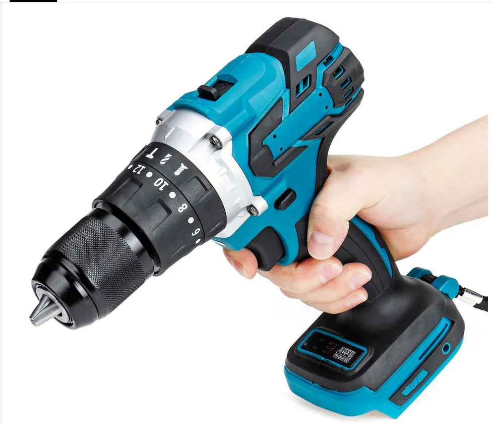 3 In 1 Brushless Electric Hammer Drill Electric Screwdriver 13mm 20+3 Torque Cordless Impact Drill for Makita 18V Battery Home