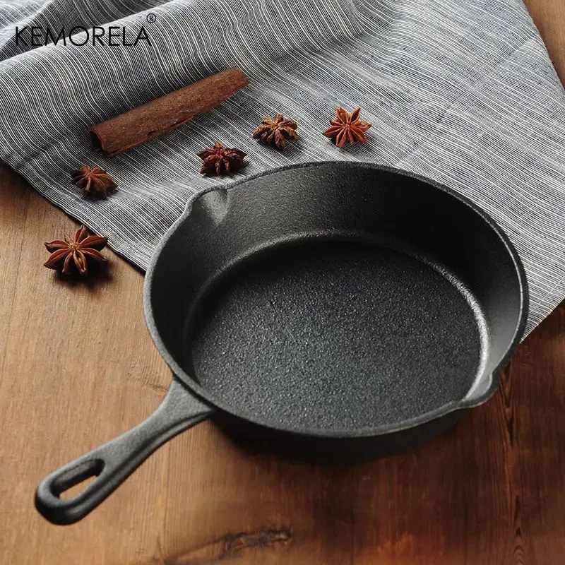 1PCS Small Frying Pan Cast Iron Uncoated Black Suitable For Fried Food Cooking And Stir-Frying Kitchen Utensils Kitchen Helper