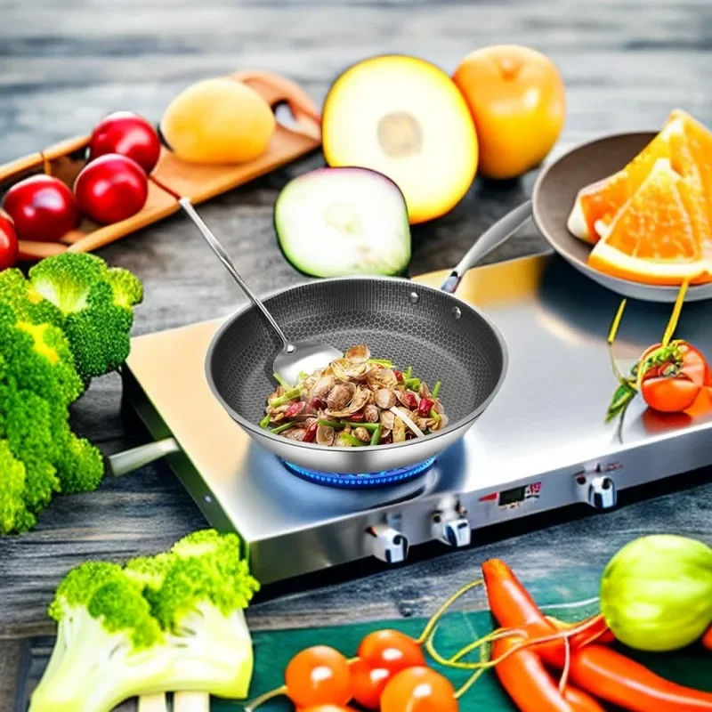 28/30cm Stainless Steel Kitchen Frying Pan Household Pancake Pan Steak Omelet Household Induction Cooker Gas Stove Universal Pan