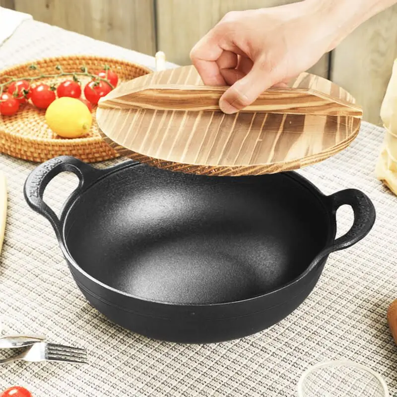 Cast Iron Pot Uncoated And Non Stick wok Casserole kitchen cooking pot cast iron skillet Cookware wok pan fry pan