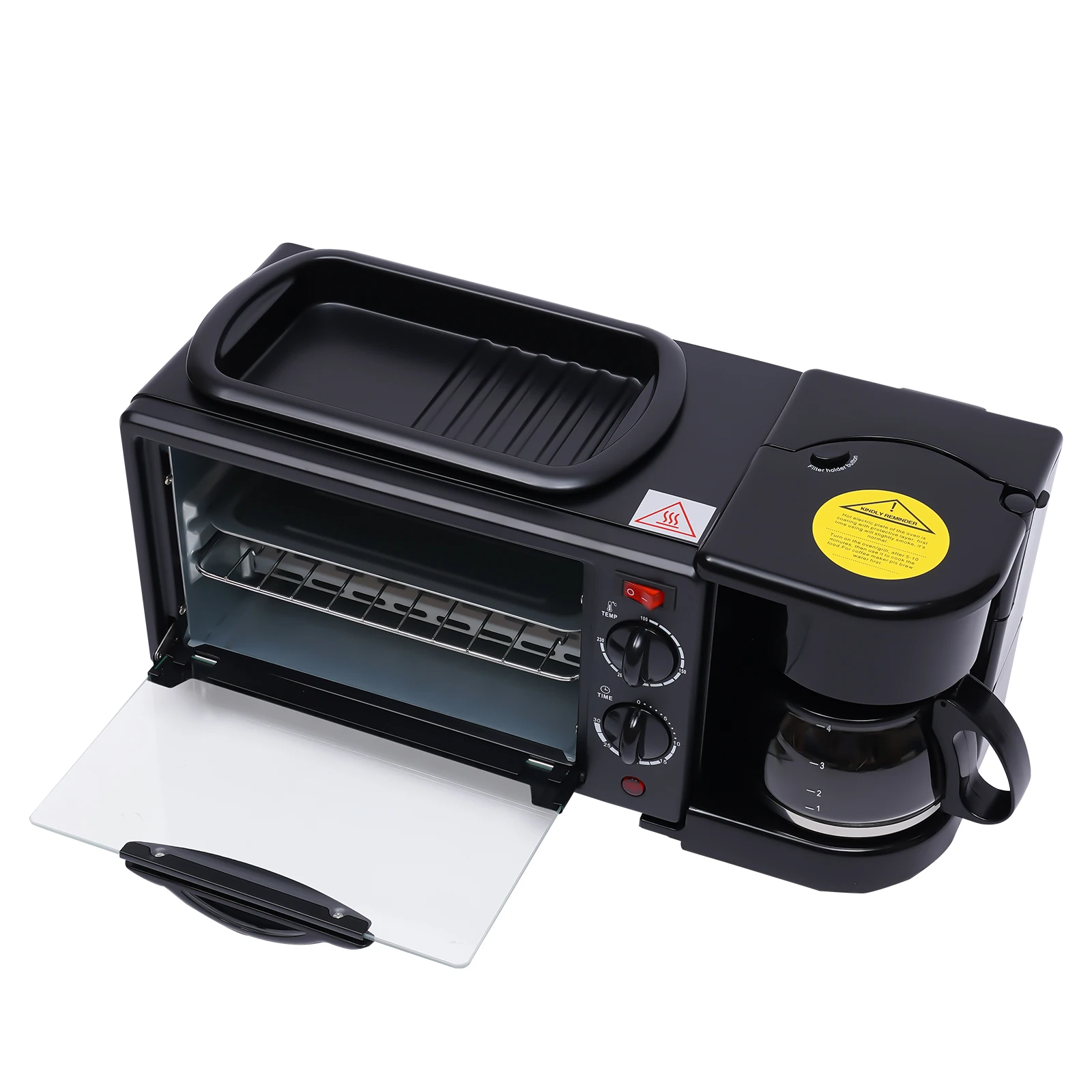 3 in 1 Breakfast Station Multifunctional Toaster Oven Station Coffee Maker for Making Coffee, Sandwiches, Cake