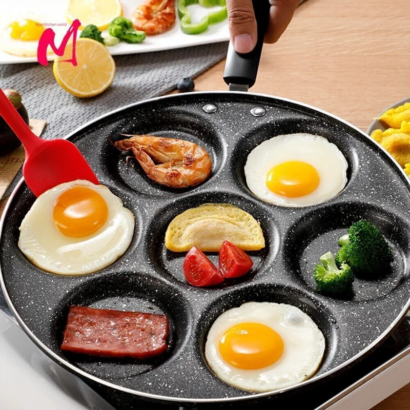 7 Holes Pancakes Frying Pans Breakfast Egg Pan Durable Non-stick Pan Holes Cooking Cookware