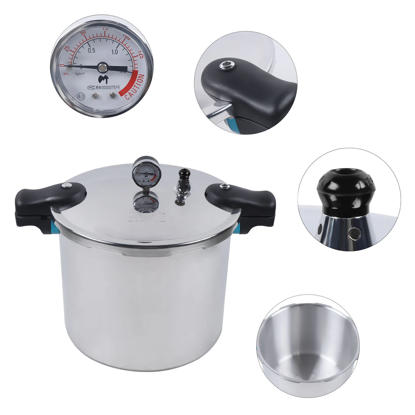 23 Quart Large Capacity Pressure Canner Cooker W/ Gauge Release Valve Silver New