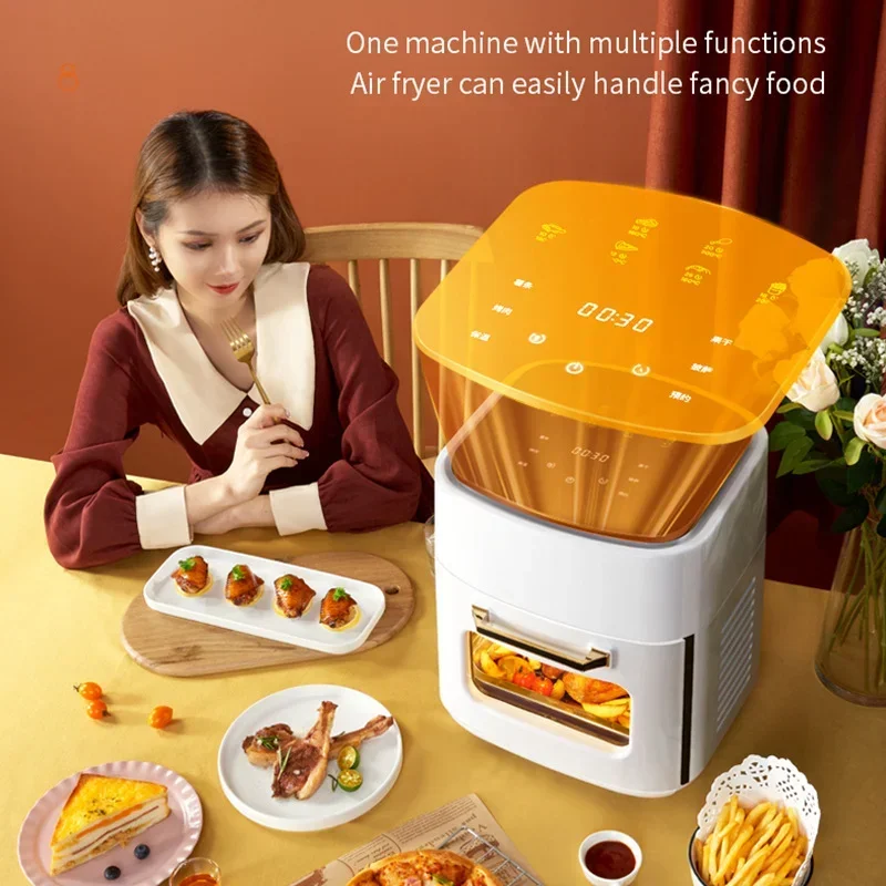 15L Large Display Window Multifunction Digital Air Fryer Without Oil Electric Oven, Dehydrator with LED Touch Panel