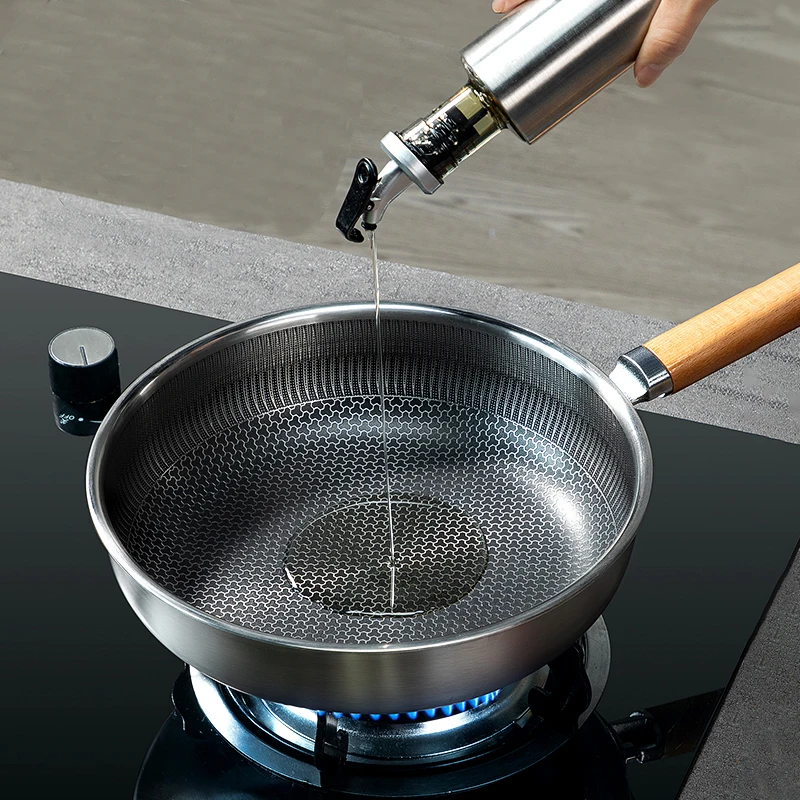 316 Stainless Steel Frying Pan, NonStick Pan Fried Steak Pot  Uncoated Kitchen Cookware For Gas Stove and Induction Cooker