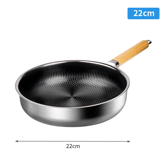 316 Stainless Steel Frying Pan, NonStick Pan Fried Steak Pot  Uncoated Kitchen Cookware For Gas Stove and Induction Cooker