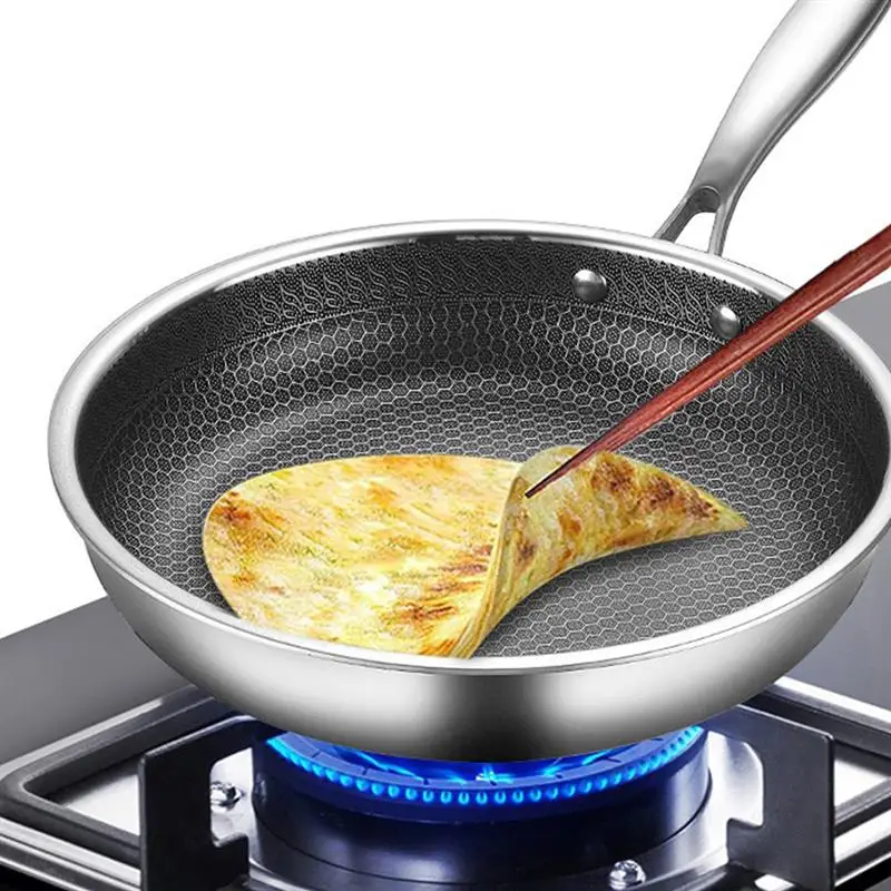 Deep Non Stick Frying Pan Pan Wok Frying Skillet Honeycomb Cooking Nonstick Induction Flat Stir Kitchen Fry Stainless