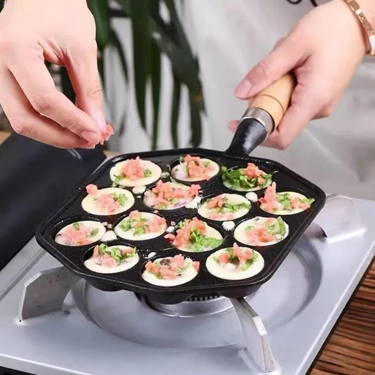 Baking Takoyaki Pan 14 Holes Gift Pancake Silicone Brush With Forks Home Kitchen Professional Induction Cast Iron Gas Stove