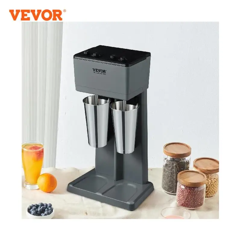 Milkshake Maker Mixer Machine Double Head Stainless Steel Drink Blender 3-Speed Milkshake Mixer for Commercial Home