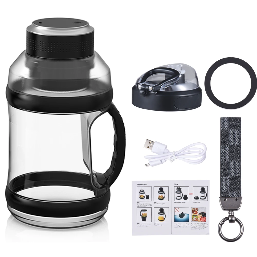 Sport Portable Blender 68oz Travel Juice Blender for Shakes and Smoothies BPA-Free Personal-Size Cordless Big Belly Bottle