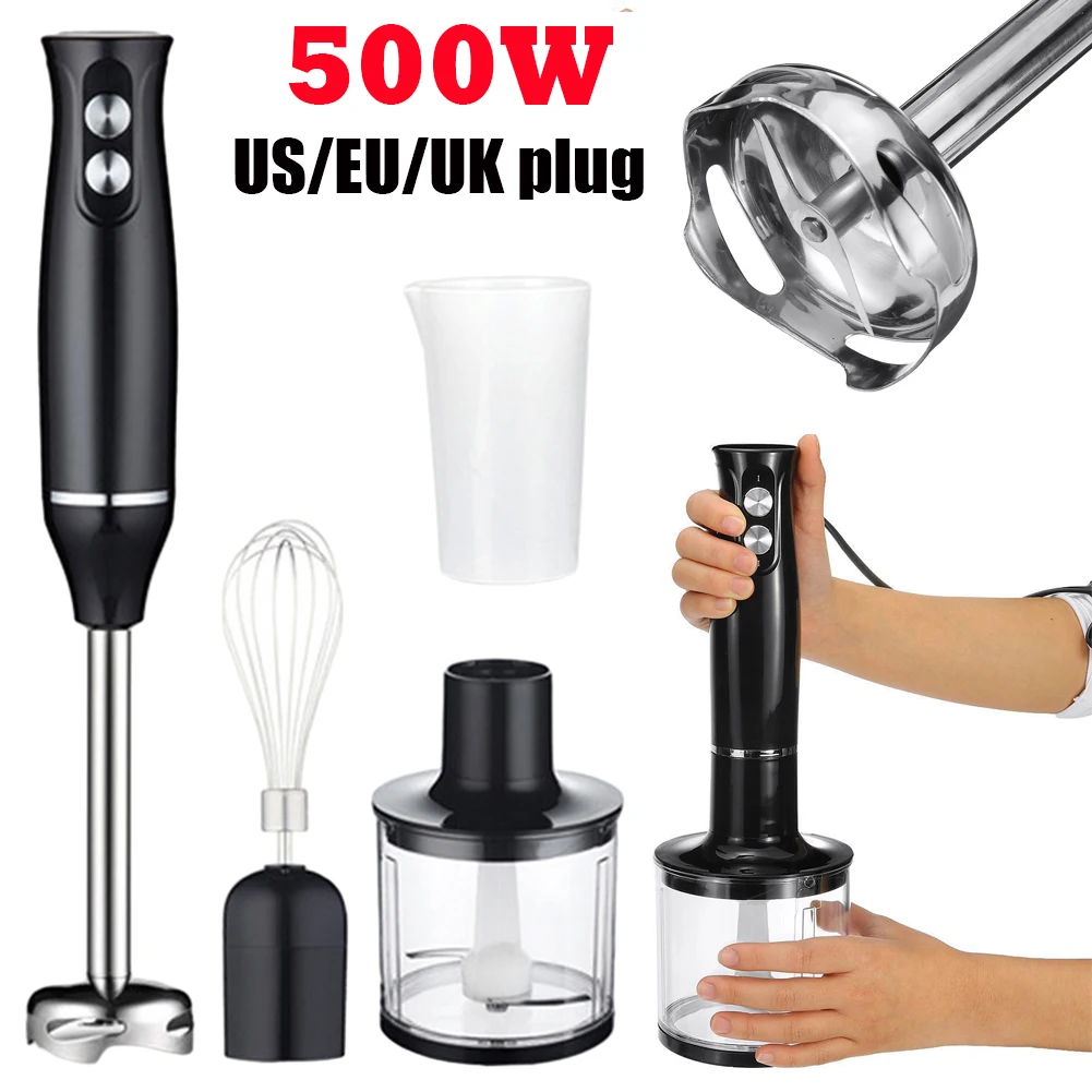 500W Handheld Stick Mixer Set 2 Mix Speed 4-In-1 Stainless Steel Blades Egg Whisk Whisk Juicer Electric Hand Blender SetProduct