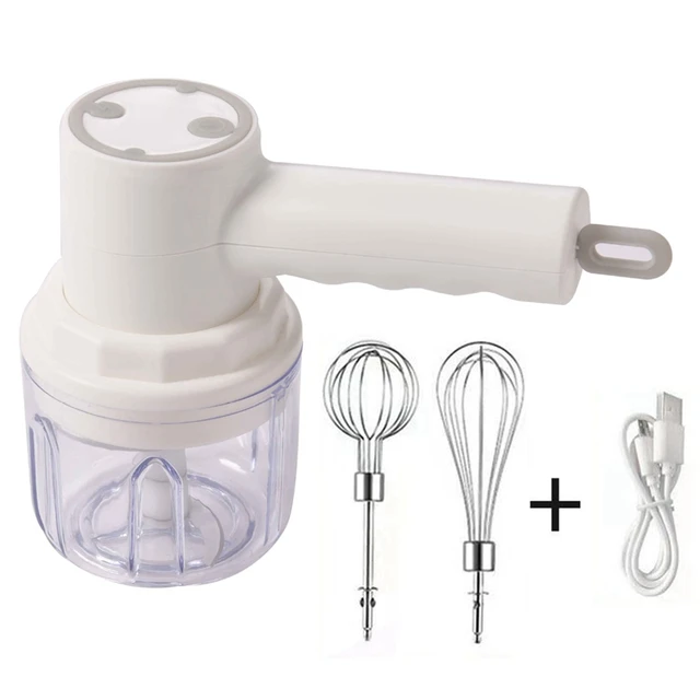 3In1 Electric Blender Wireless Food Cream Mixer USB Electric Egg Beater Handheld Garlic Chopper Meat Grinder