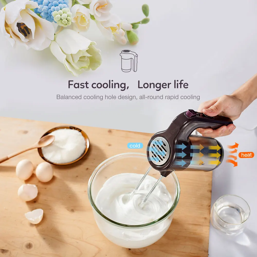 4L Handheld Food Blender 5-speed Standing Egg Beater 2 in 1 Electric Cream Food Cake Baking Whisk Whip Dough Kneading Mixer