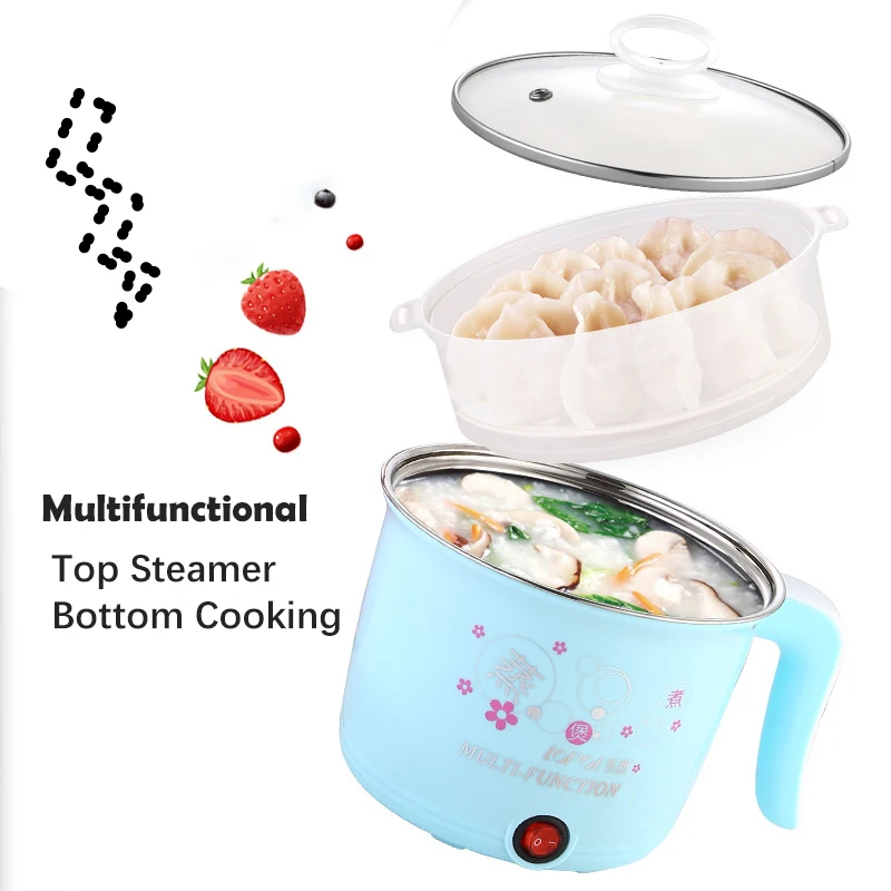 220V Mini Multifunction Electric Cooker Home Hot Pot 1-2 People Heating Pan Cooking Pot Machine Eu Plug Rice Cooker Appliances