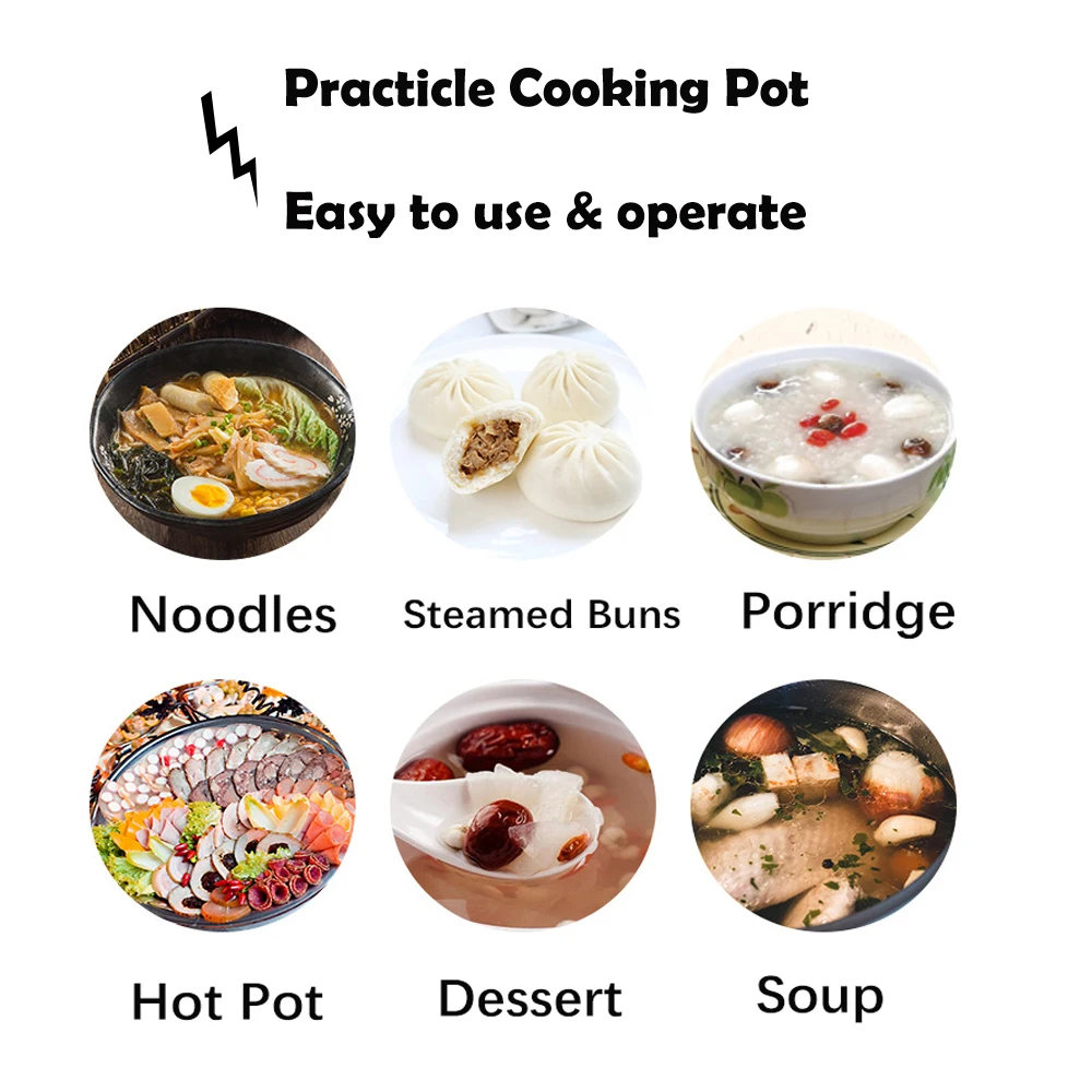 220V Mini Multifunction Electric Cooker Home Hot Pot 1-2 People Heating Pan Cooking Pot Machine Eu Plug Rice Cooker Appliances