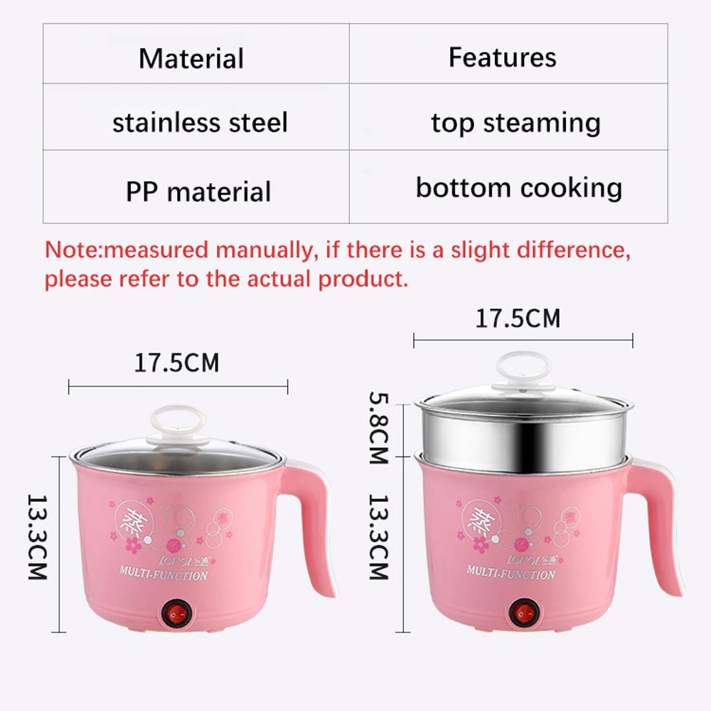 220V Mini Multifunction Electric Cooker Home Hot Pot 1-2 People Heating Pan Cooking Pot Machine Eu Plug Rice Cooker Appliances