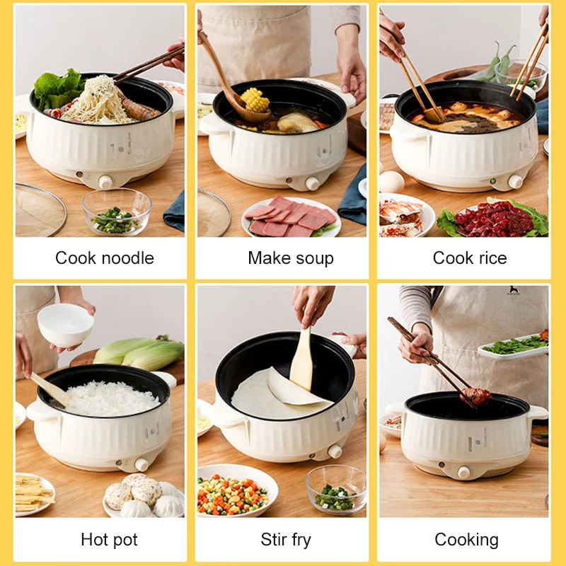 1.7L Electric Rice Cooker 220V Multicooker Hotpot Stew Heating Pan Noodles Eggs Soup Steamer Rice Cookers Cooking Pot For Home