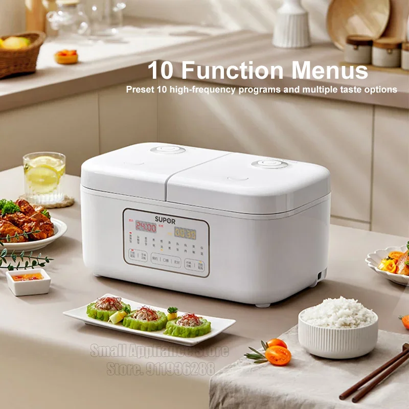 Double Gallbladder Rice Cooker Smart Multifunctional Home Non-stick Electric Cooker Cooking Porridge Soup Pot 4L 220V