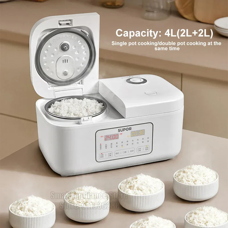 Double Gallbladder Rice Cooker Smart Multifunctional Home Non-stick Electric Cooker Cooking Porridge Soup Pot 4L 220V