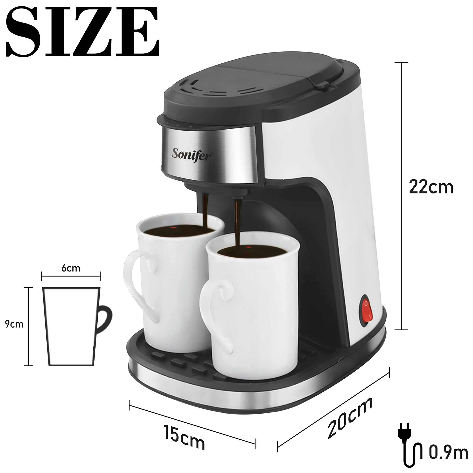 Coffee Machine Kitchen Appliances Dripping Coffee Maker Automatic Brew Tea Powder Milk Ceramic Double Cup