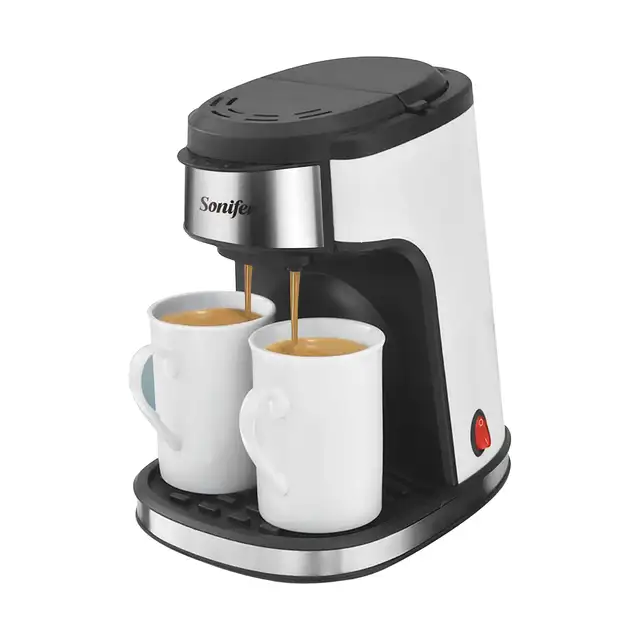 Coffee Machine Kitchen Appliances Dripping Coffee Maker Automatic Brew Tea Powder Milk Ceramic Double Cup