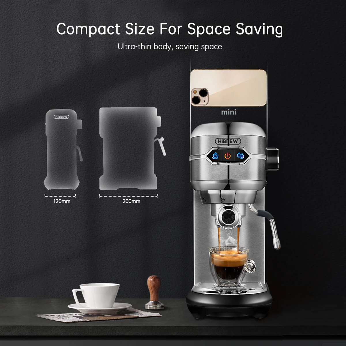 Coffee Maker Cafeteria 19 Bar Inox Semi Automatic Super Slim ESE POD& Powder Espresso Cappuccino Machine Hot Water H11