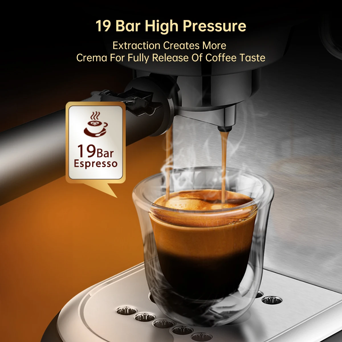 Coffee Maker Cafeteria 19 Bar Inox Semi Automatic Super Slim ESE POD& Powder Espresso Cappuccino Machine Hot Water H11