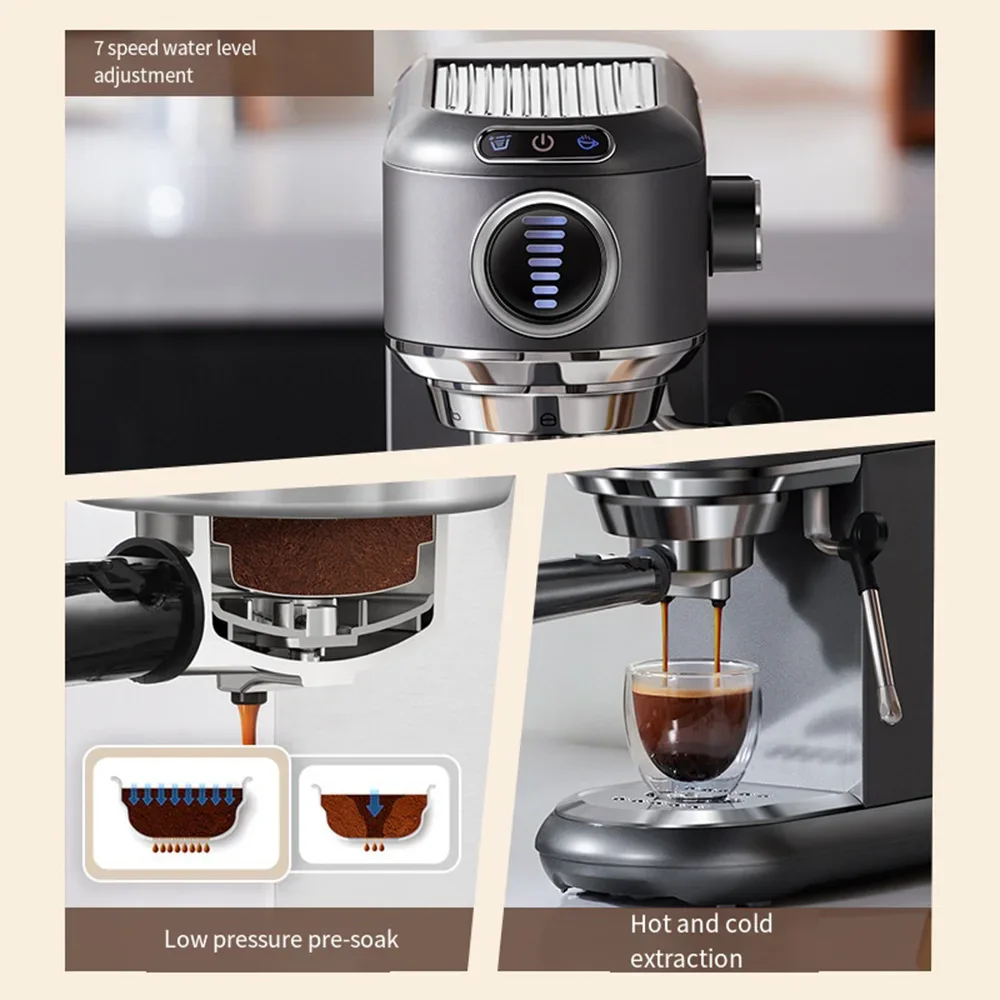 Espresso Machine 19 Bar Stainless Steel Espresso Maker with Milk Frothing Pitcher, Professional Cappuccino Machines