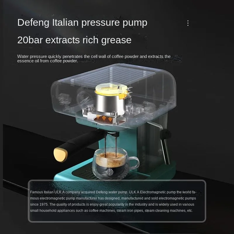 Coffee Machine Espresso Machine Household Semi-automatic 20bar Pump Milk Frother PE3320 Portable Espresso