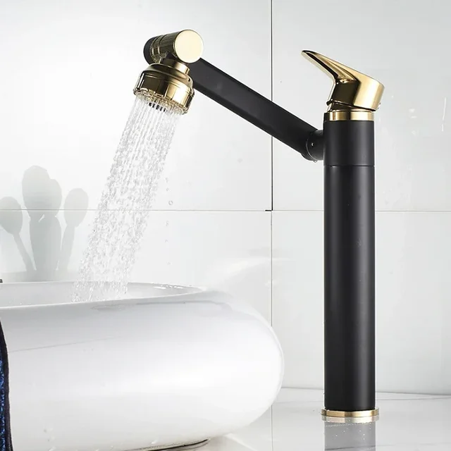 1080° Swivel Bathroom Sink Faucet Basin Faucet Mixer Deck Mounted Splash Proof Water Tap Shower Head Aerators Tapware
