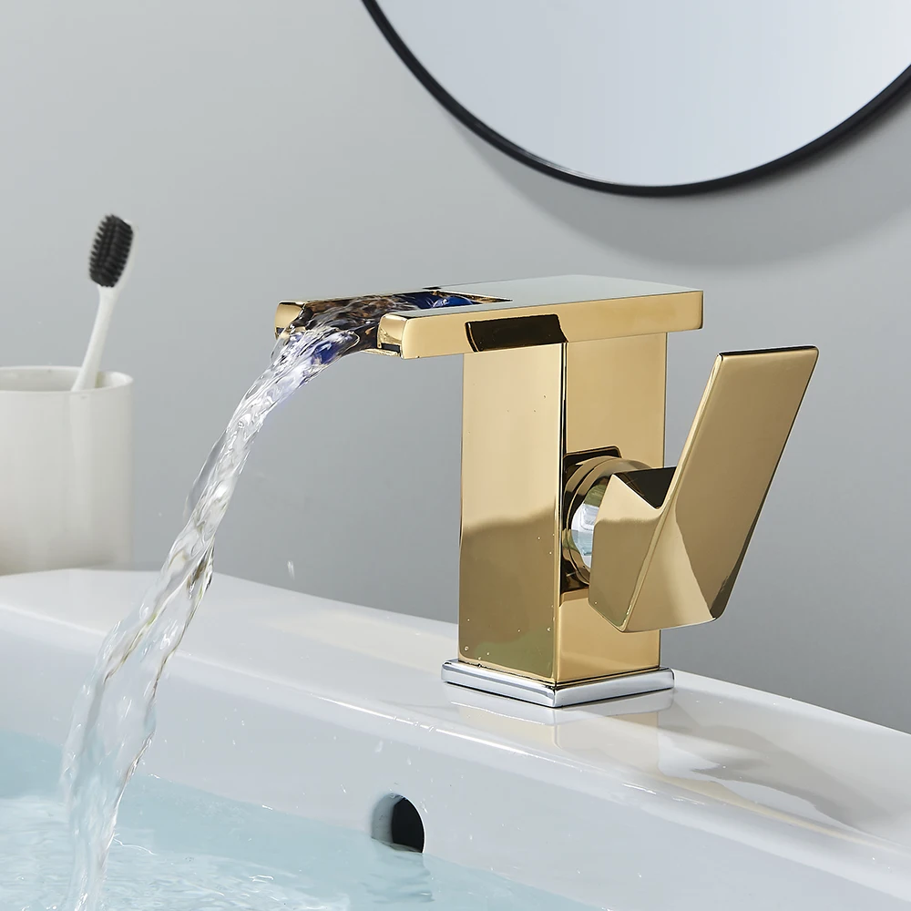 LED Basin Faucet Tall And Short Tap Bathroom Single Handle Cold and Hot Water Flow Produces Electricity
