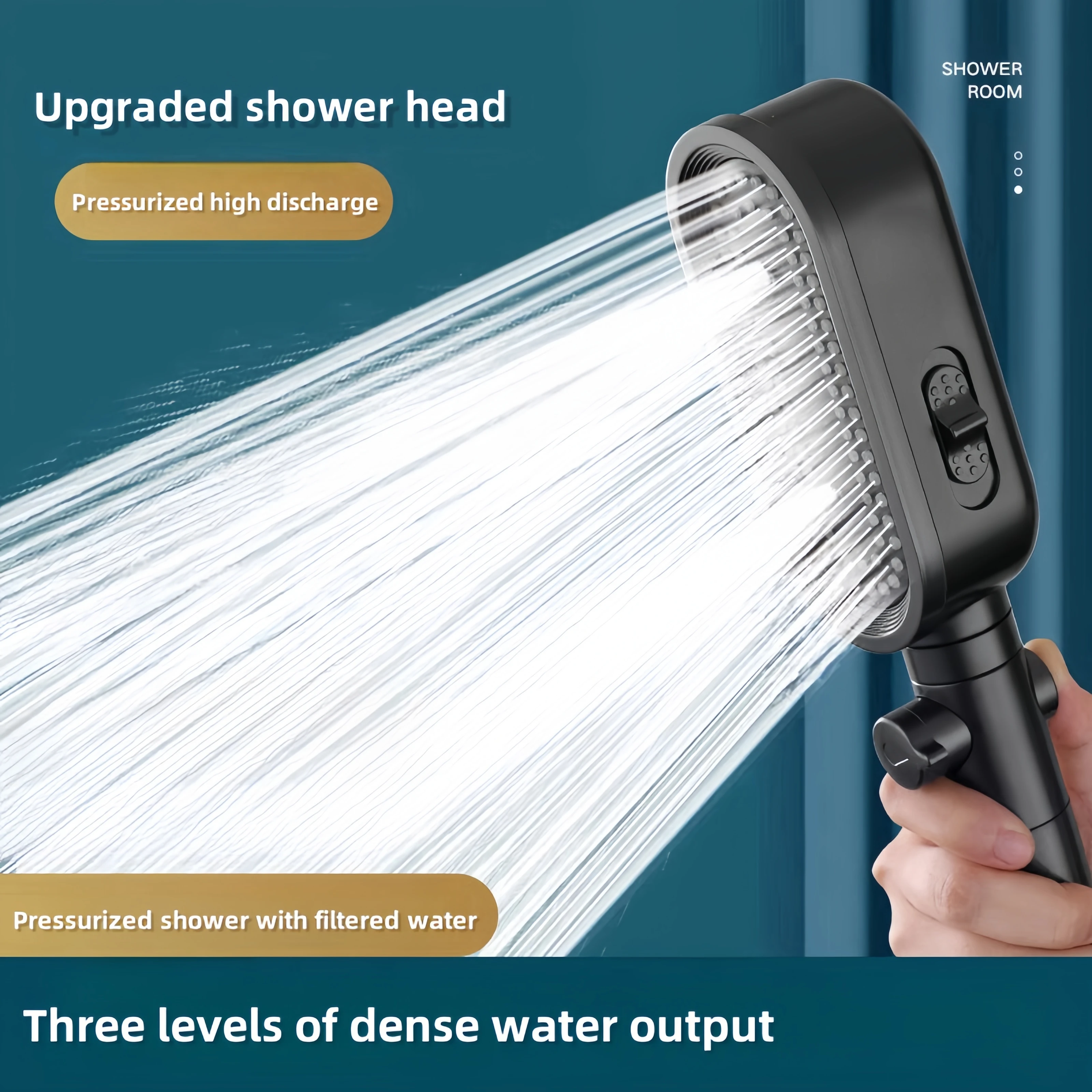 Household Pressurized Shower Handheld Three-Speed Filtered Showerhead  Bathroom Water Heater Shower Nozzle Shower Accessories