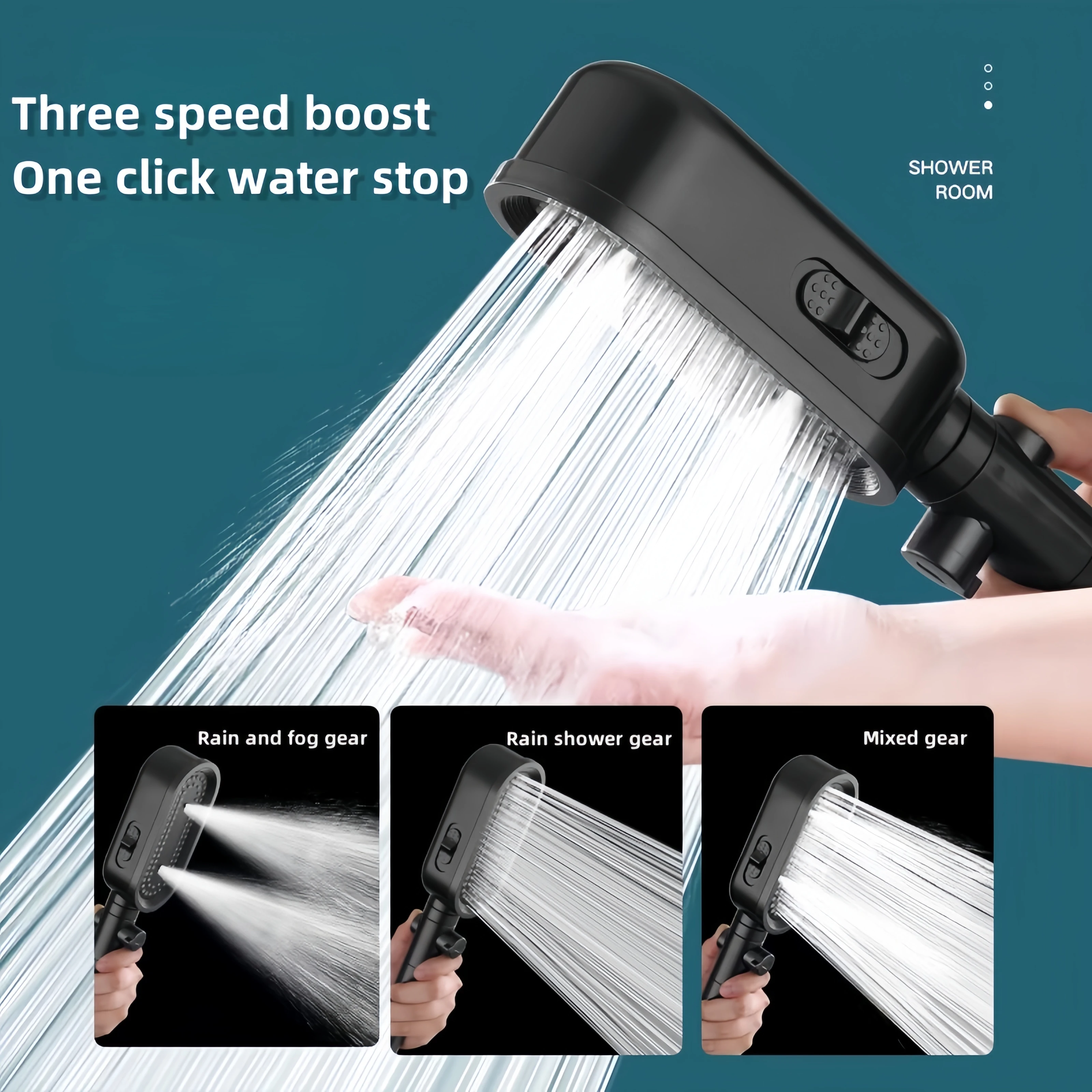 Household Pressurized Shower Handheld Three-Speed Filtered Showerhead  Bathroom Water Heater Shower Nozzle Shower Accessories
