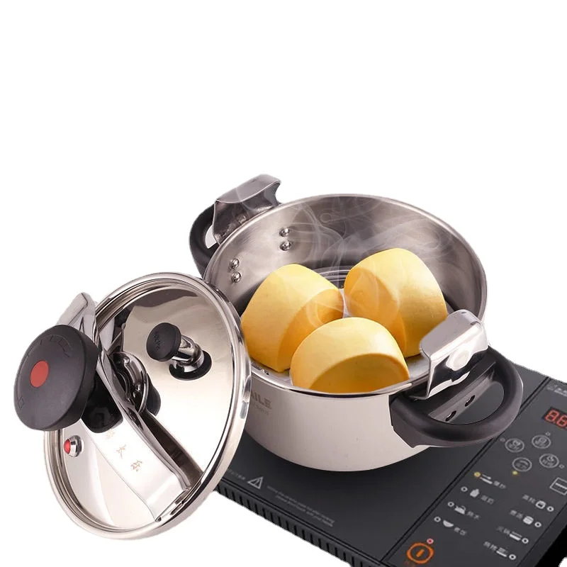 Small Stainless Steel Pressure Cooker for Gas Stove and Induction Cooktop Explosion-Proof Pot for Home Kitchen and Hotel Cooking