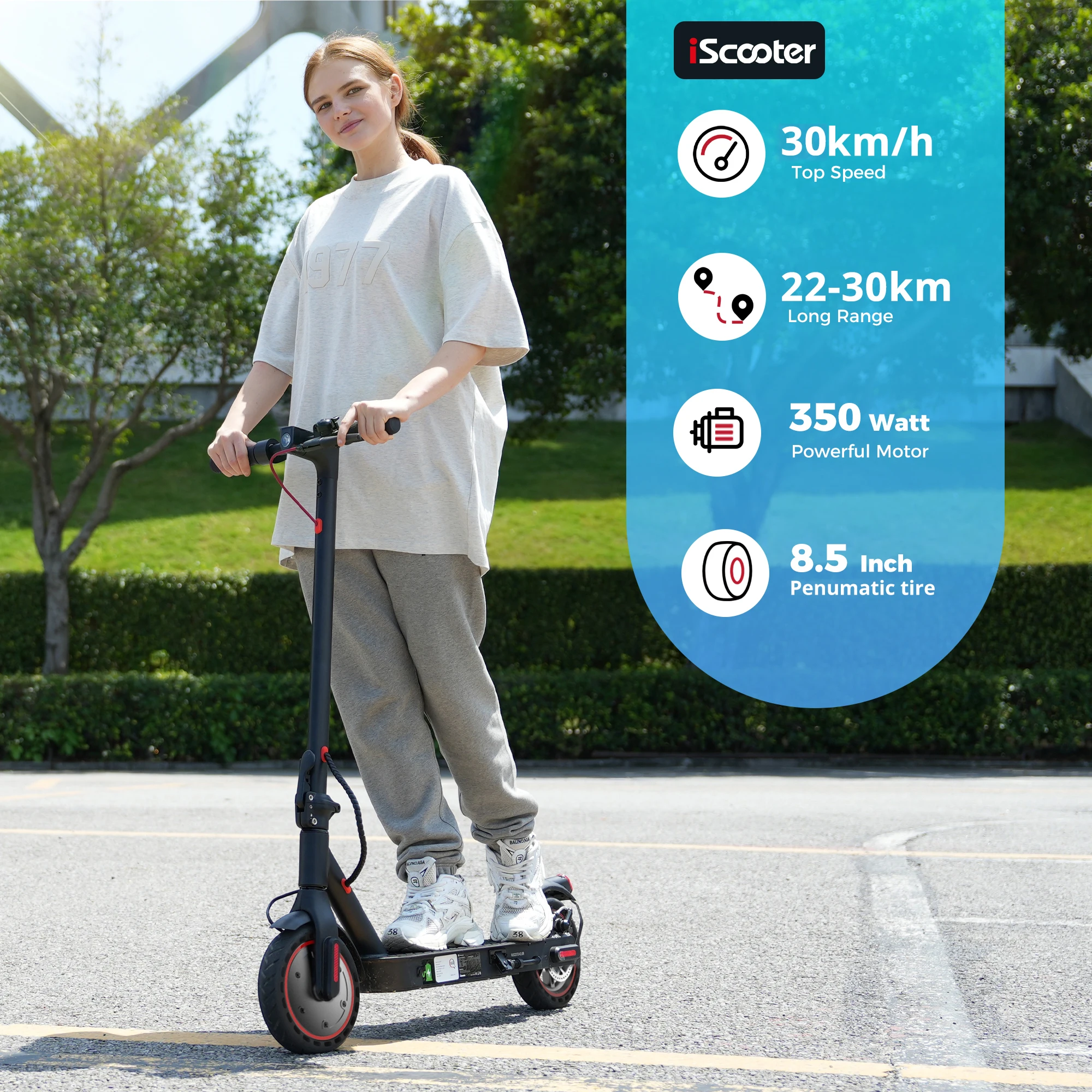 i9 Electric Scooter App Control Foldable e scooter Adult Electric kick Scooter 7.5Ah Battery 30km/h 350w