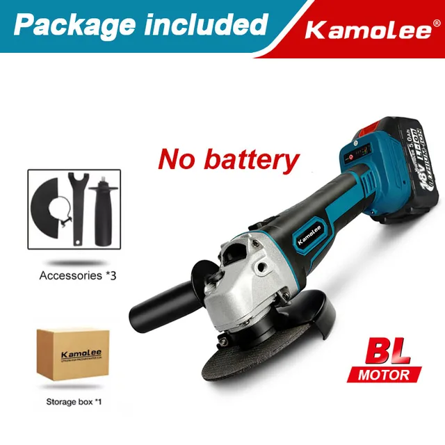 Tool 18500rpm 100mm/125mm 4/5 Inches Cordless Brushless Electric Angle Grinder 4 Speed Compatible 18V Battery