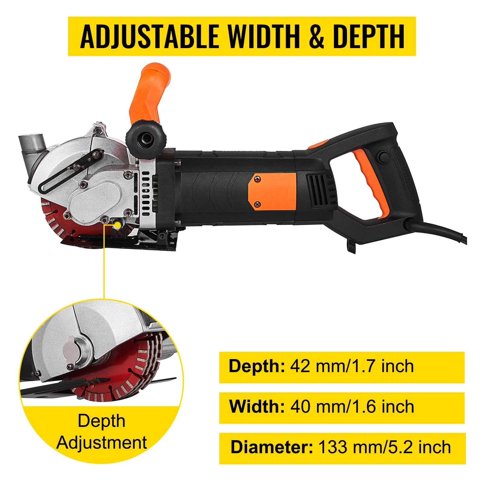 115mm 133mm Electric Wall Chaser Seamless Groove Cutting Machine Max Load 4KW 4.8KW Steel Concrete Circular Saw