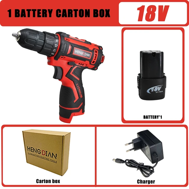 12/18/21V Electric Drill Cordless Screwdriver 2 Speed Mini Wireless Power Driver Li-ion Battery Power Tools