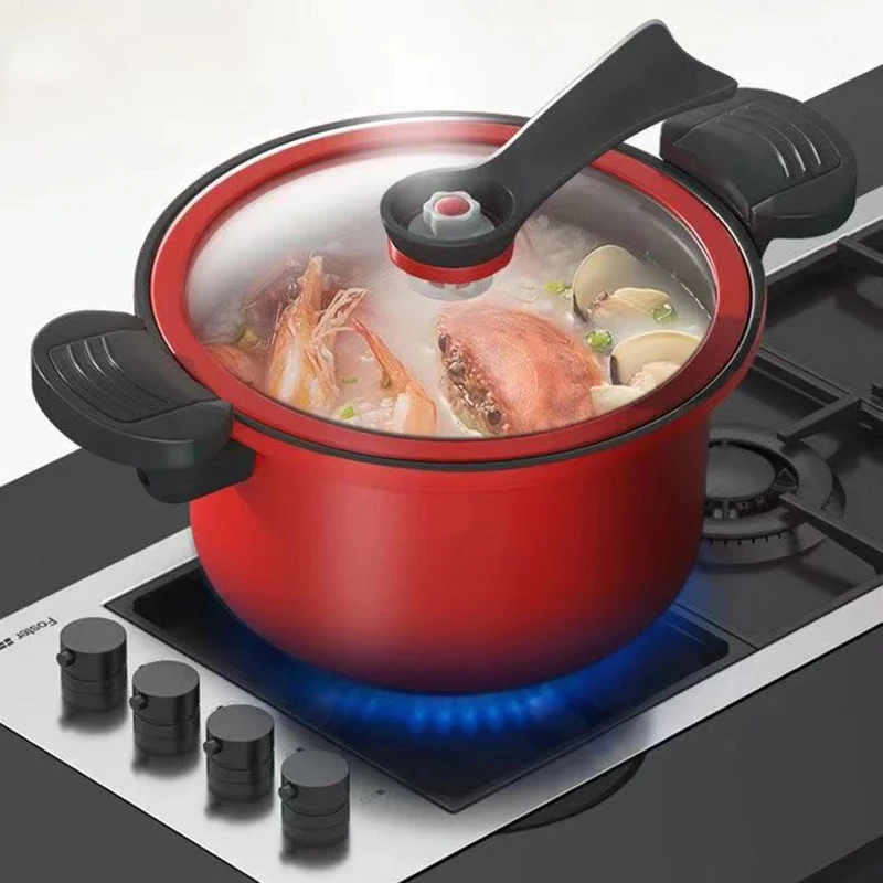 Micro Pressure Cooker Cookware Soup Meats Pot Rice Cooker Gas Stove Pressure Stew Pan Non-Stick Cooking Pots For Kitchen