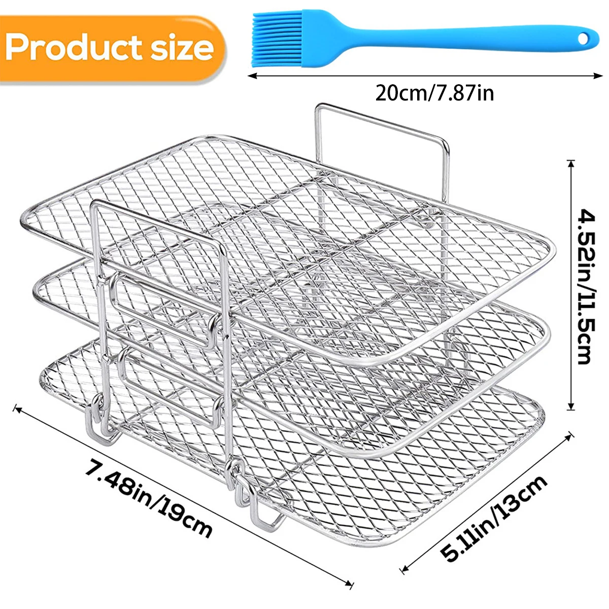 Air Fryer Rack Compatible Stainless Steel Dehydrator Rack 3-Layer Holder Tray with for Ninja Foodi Pressure Cooker and Air Fryer