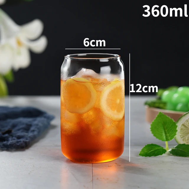 400/550ml Glass Cup with Straw Lid Drinkware Transparent Beer Bubble Tea Cup Juice Glass Coke Can Milk Mocha Cups Breakfast Mug