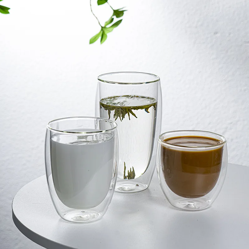 Double Wall Glass Cup Heat Resistant Coffee Cup Tea  Milk Juice Beer Mug Tea Transparent Drinkware Cups