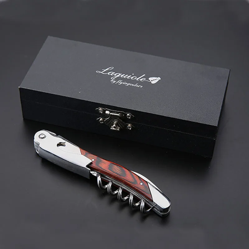 Corkscrew Bottle Openers Stainless Steel Wine Knives Pocket Knife Wood Handle Wedding Beer Can Wine Accessories Kitchen
