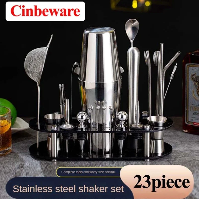 23 Piece Complete Professional Bartender Kit Stainless Steel Cocktail Shaker Set Bar Accessories Home Bars Kit Bartender Tools